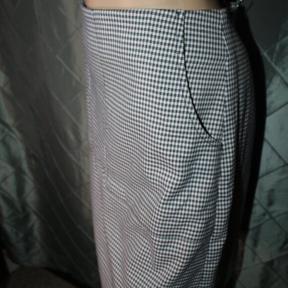 LOFT Women 12 Black White Checker Plaid Pocket Pencil Office Business Skirt - Picture 3 of 4